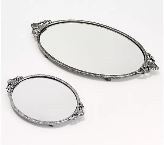 Make Your Selection: Cozy Cottage by Liz Marie Set of 2 Vintage Mirror Trays | QVC