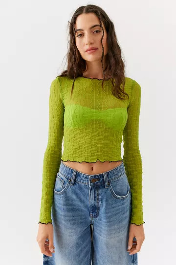 UO Mimi Semi-Sheer Textured Top | Urban Outfitters (US and RoW)