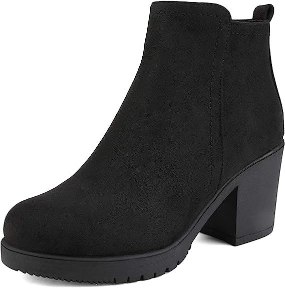 DREAM PAIRS Women's Low Heel Chunky Ankle Boots Winter Shoes | Amazon (US)