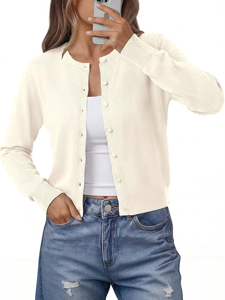 BTFBM Cardigan Sweaters for Women Cashmere Sweater Lightweight Button Down Casual Knit Shrugs Top... | Amazon (US)