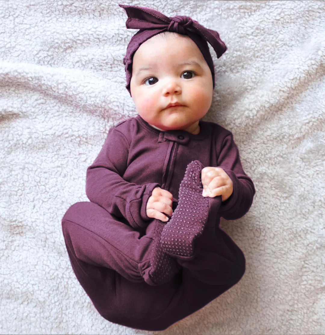 Plum | Organic Zipper Footie | L'ovedbaby