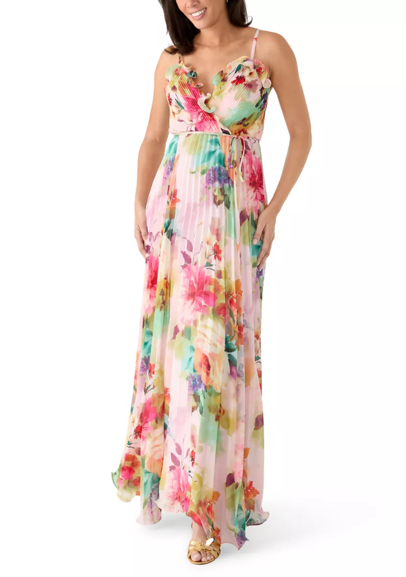 Women's Sleeveless Wrap Dress with Pleated Skirt | Belk