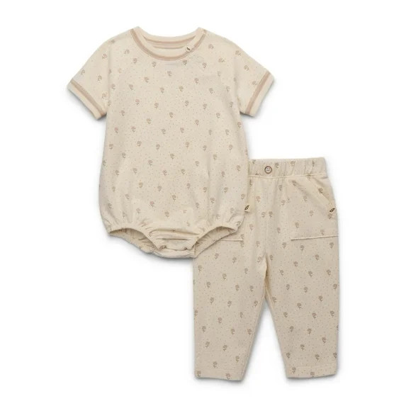 easy-peasy Baby Girl or Boy Newborn Outfit Set, 2-Piece French Terry Bodysuit and Pants with Pock... | Walmart (US)