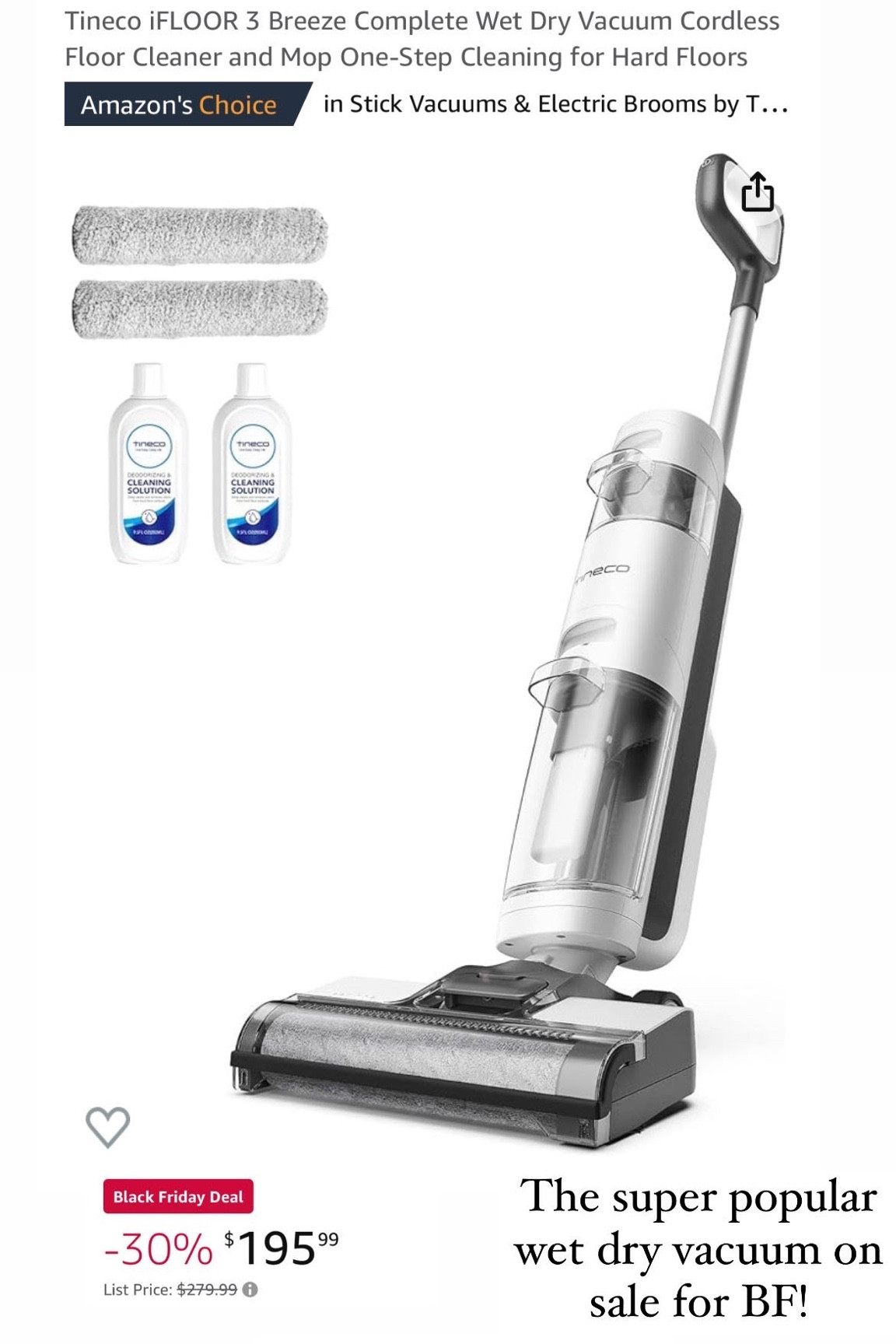 Tineco wet dry vaccuum on sale for Black Friday! A top seller! 

#LTKhome #LTKGiftGuide #LTKCyberWeek