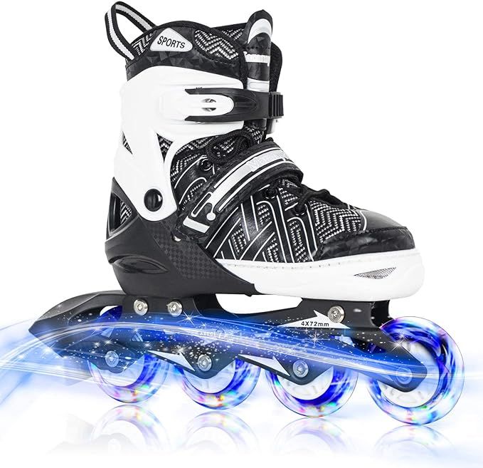 Nattork Adjustable Inline Skates for Kids Boys & Girls, Blue Black Red with Light up Wheels, Yout... | Amazon (US)