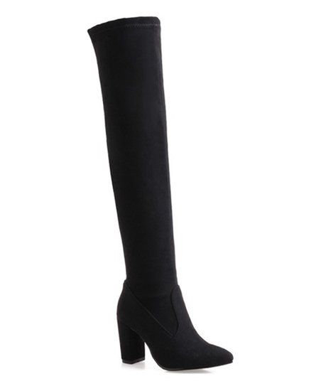 Black Pointed-Toe Knee-High Boot - Women | Zulily