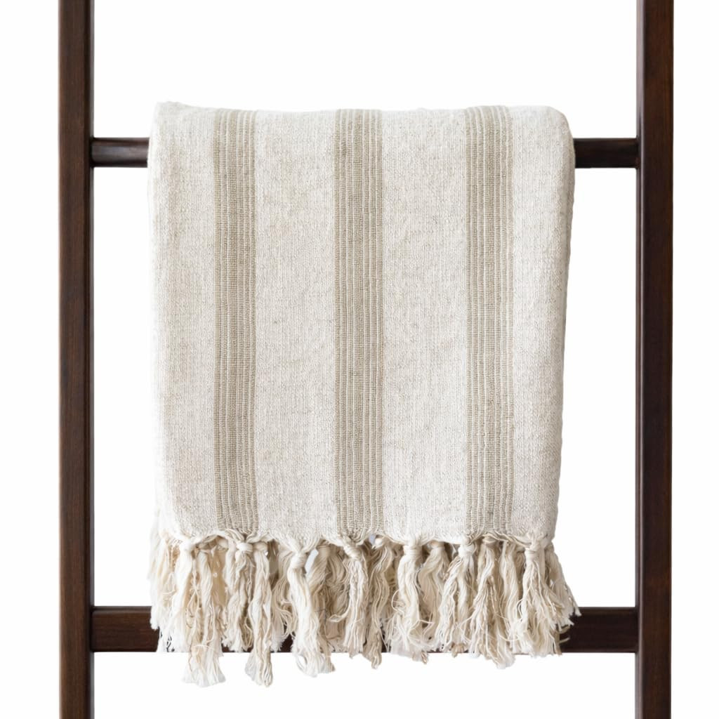 Linen Tea Towel, Lightweight Kitchen Towel, Cotton Linen Turkish Towel, Cream Beige Hair Towel, Handwoven Peshtemal, Striped Hand Towel | Amazon (US)