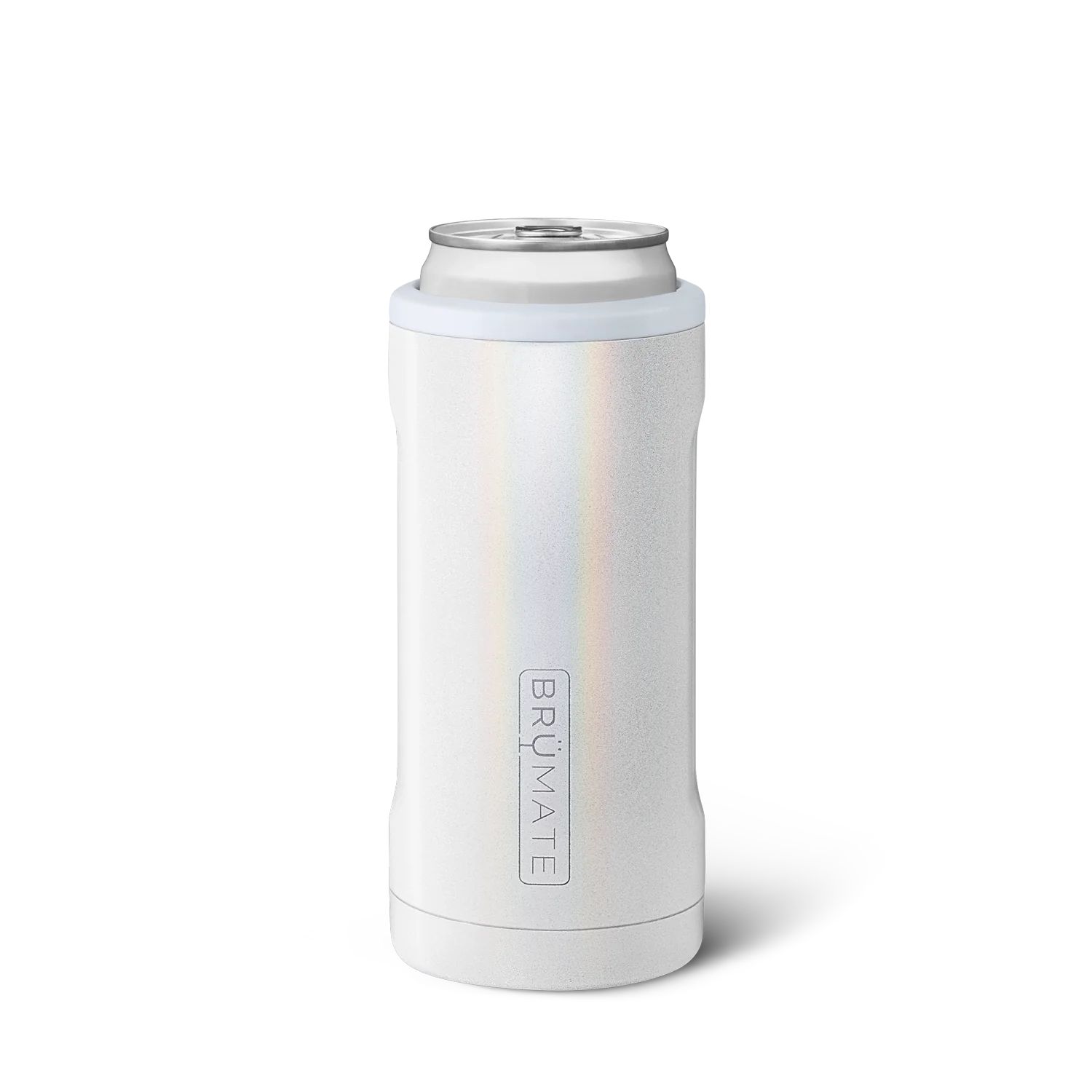 Hopsulator Slim Can Cooler (12oz) - Glitter White | BruMate