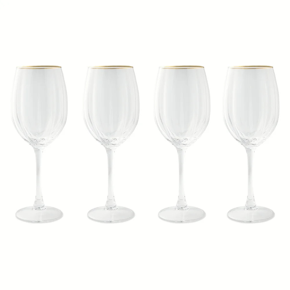 Thyme & Table Scalloped Wine Glasses with Gold Rim, Set of 4 | Walmart (US)