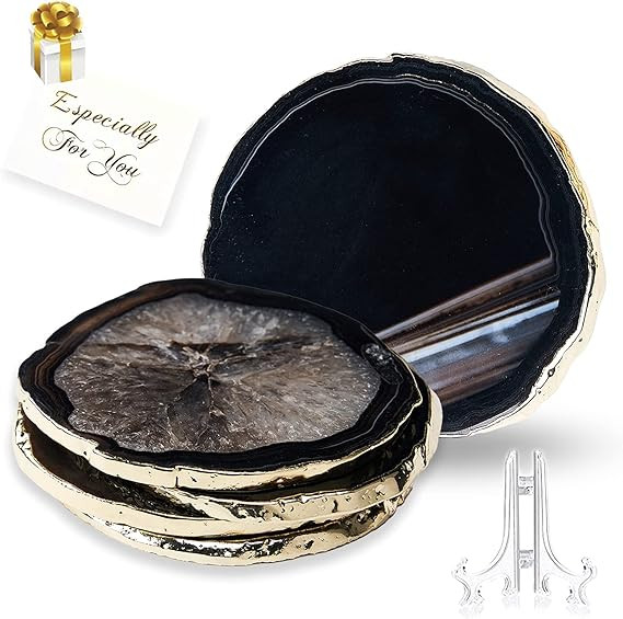 Agate Coaster Geode Coaster for Drinks Gemstone Natural Stone Coaster Agate Slices Coaster Cup Ma... | Amazon (US)