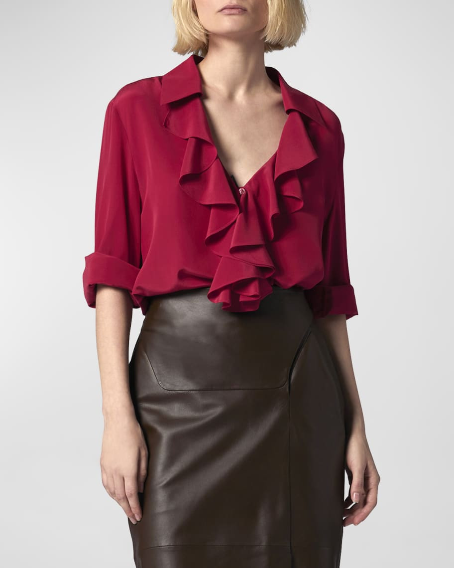 Equipment Mathilda Ruffle Silk Blouse | Neiman Marcus