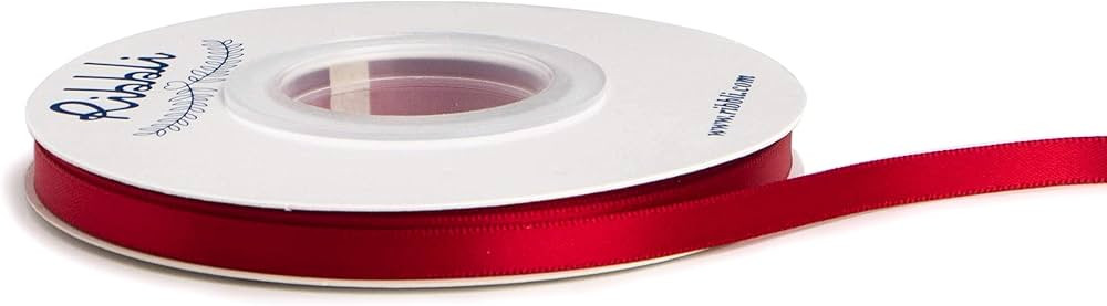 Ribbli Double Faced Scarlet Red Satin Ribbon,1/4” x Continuous 25 Yards,Use for Bows Bouquet,Gi... | Amazon (US)