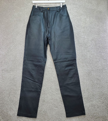 Tower Hill Collection Pants Women's 10 Black Leather Straight Leg Moto Biker | eBay | eBay US