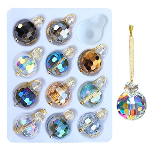 12 Pcs Multicolor Crystal Glass Christmas Balls Ornaments, 0.87" Mini Colorful Prism Ball Xmas Tree Decorations, Hanging Ornament Clearance for Wedding Party Home Decor(Multicolor) | Amazon (US)