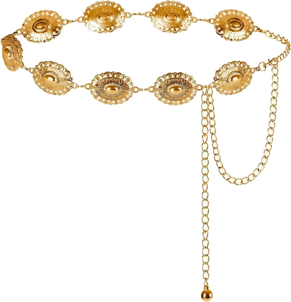 Metal Western Country Chain Belts for Women Cowgirl Western Style Adjustable Concho Belts for Dre... | Amazon (US)