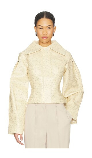Yellow The Label Olsen Ostrich Jacket in Beige. Size M. Also in S, XS. | Revolve Clothing (Global)