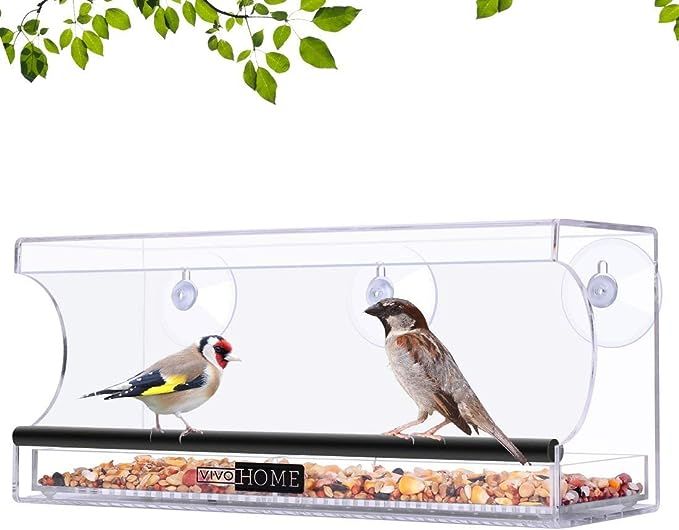 VIVOHOME Acrylic Squirrel Proof Rectangle Clear Window Bird Feeder with Strong Suction Cups and S... | Amazon (US)