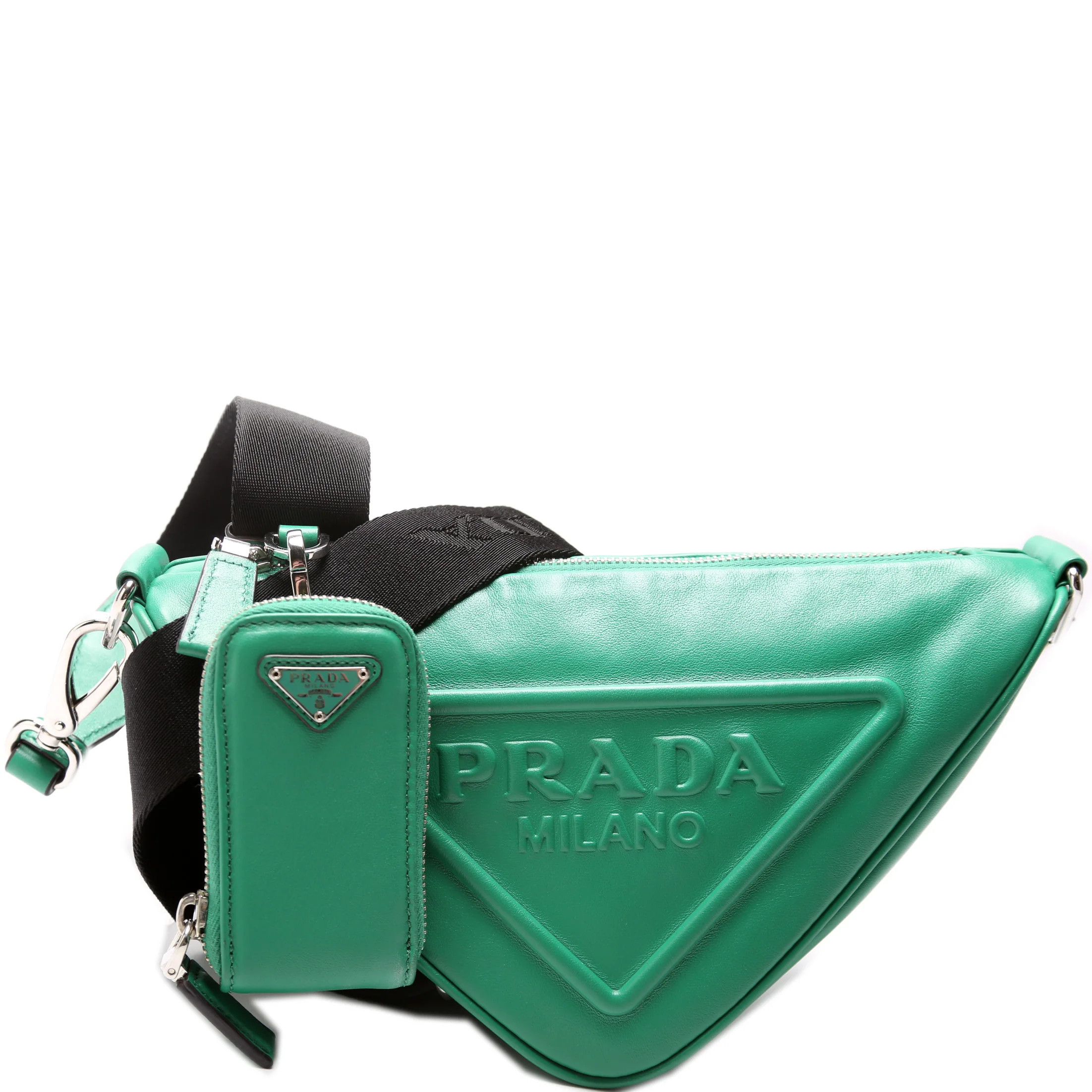 Triangle Logo Leather Shoulder Bag | Keeks Designer Handbags