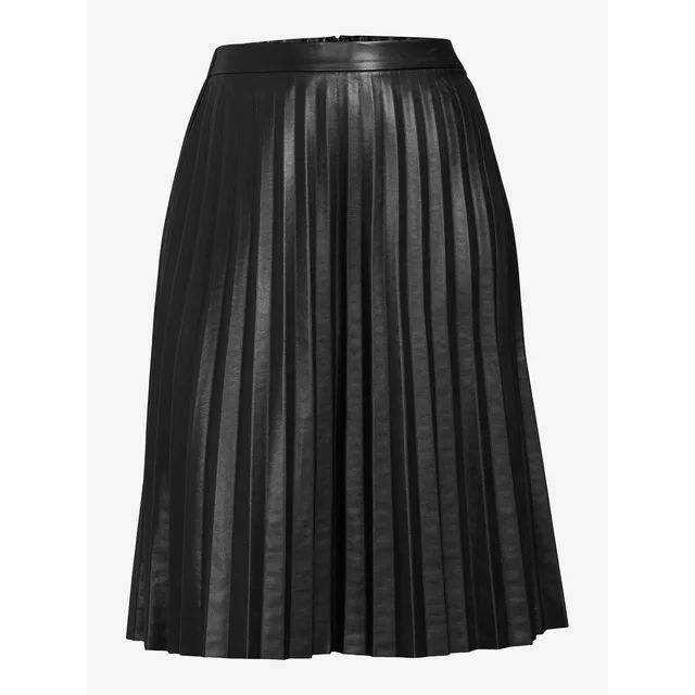 ELOQUII Elements Women's Plus Pleated Faux Leather Skirt - Walmart.com | Walmart (US)