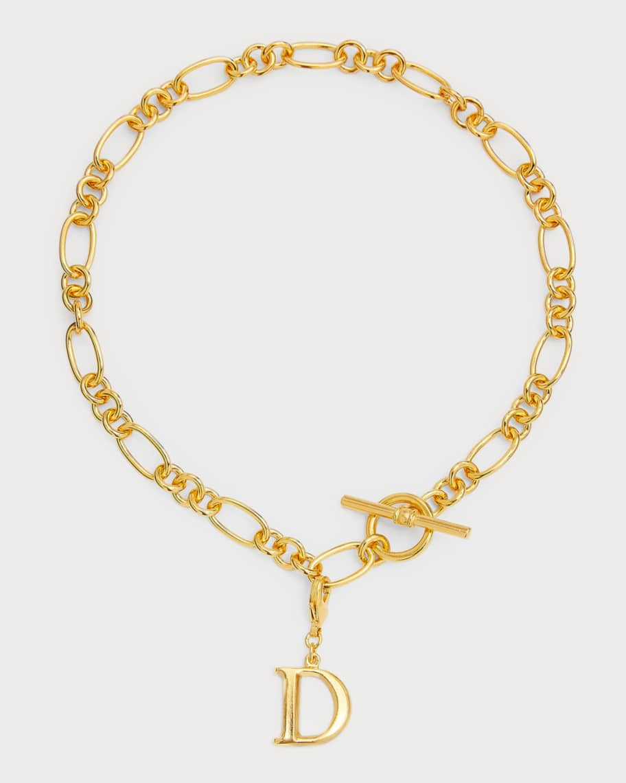 Link Brass Chain Necklace with Initial Charm | Neiman Marcus