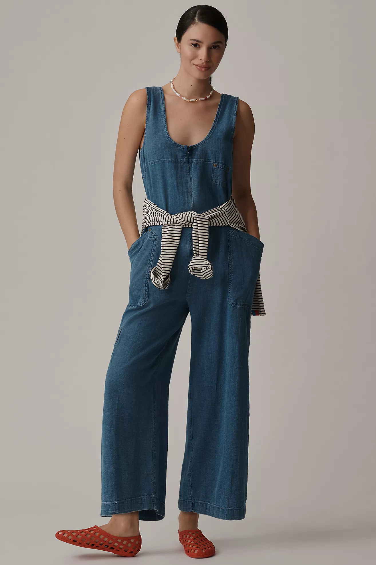 Pilcro Zip-Front Wide-Leg Overalls | Anthropologie (US)