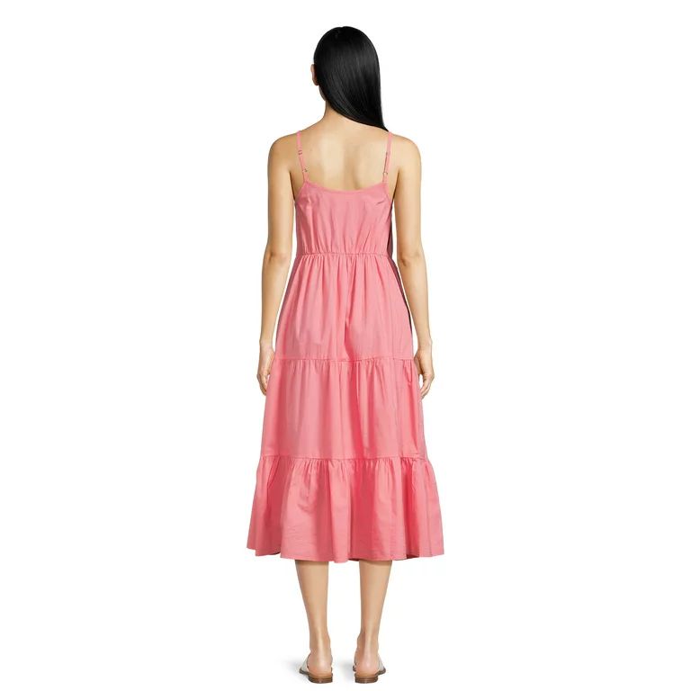Time and Tru Women's Sleeveless Tiered Dress with Spaghetti Straps, Sizes XS-XXXL | Walmart (US)