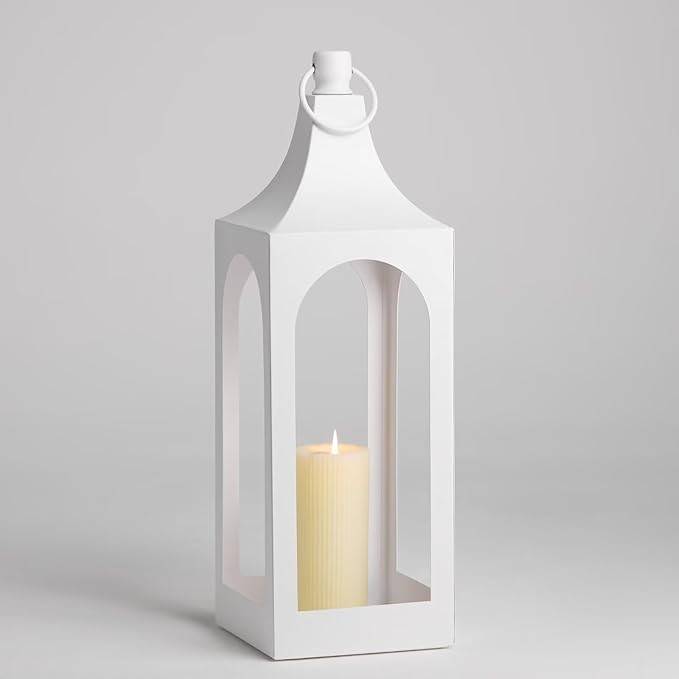 MOZEAL 25" Extra-Large Grace Spire Floor Lantern - White Heavy Metal No Glass - Rust-Resistant, i... | Amazon (US)
