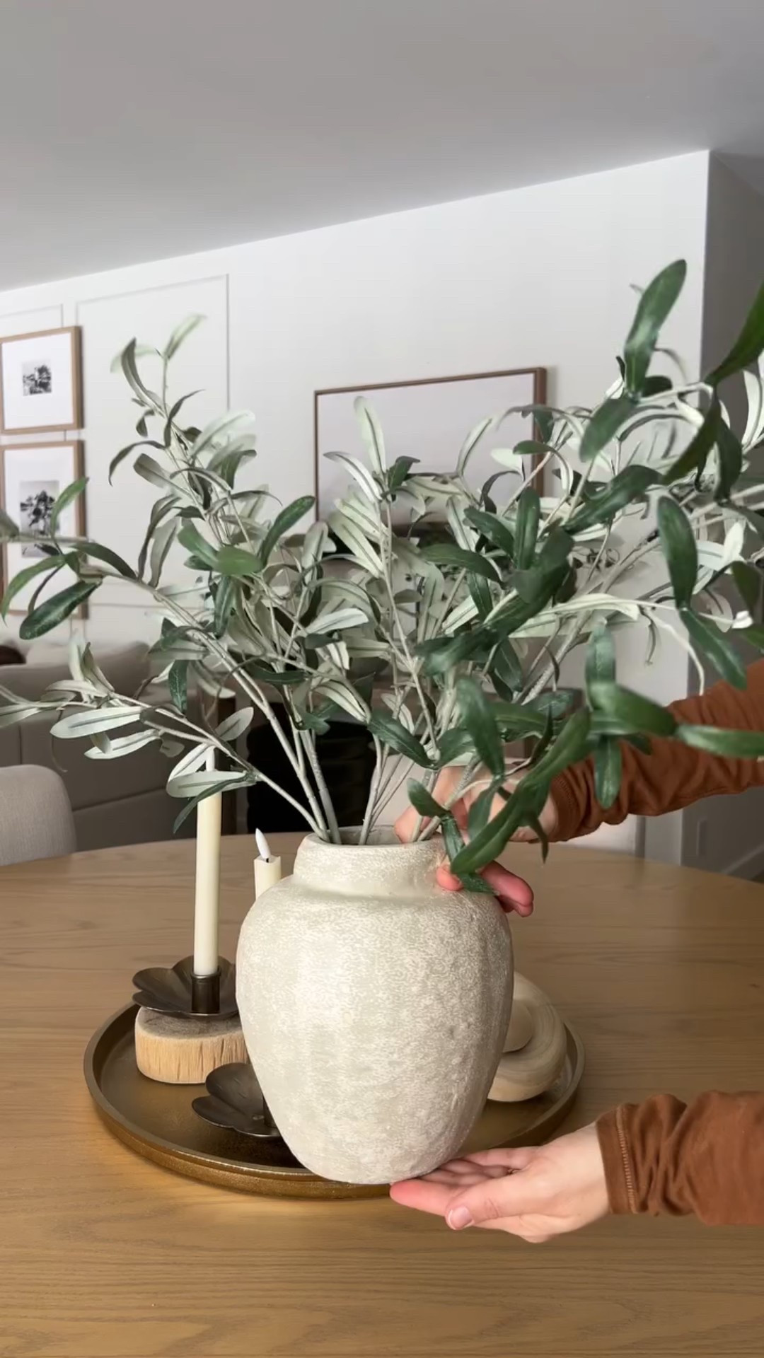 This $35 potted olive plant is back ✨ 

I styled it on this tray for a simple spring centerpiece