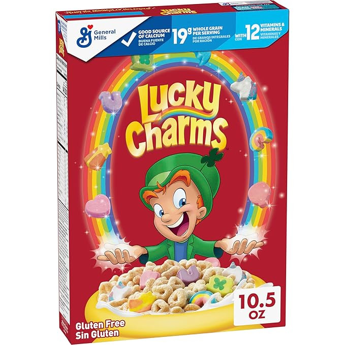 Lucky Charms Gluten Free Cereal with Marshmallows, Kids Breakfast Cereal, Made with Whole Grain, ... | Amazon (US)