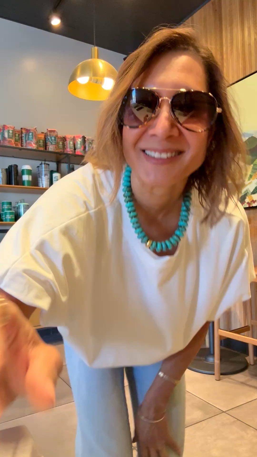 Grabbing a cup of coffee between errands and this cute little bubble hem tee. No front tucking, and so easy to style that I probably will go back and get one in every color. Be sure to size up, I’m wearing a size medium.

#LTKdayinmylife #LTKmomlife #LTKOver40