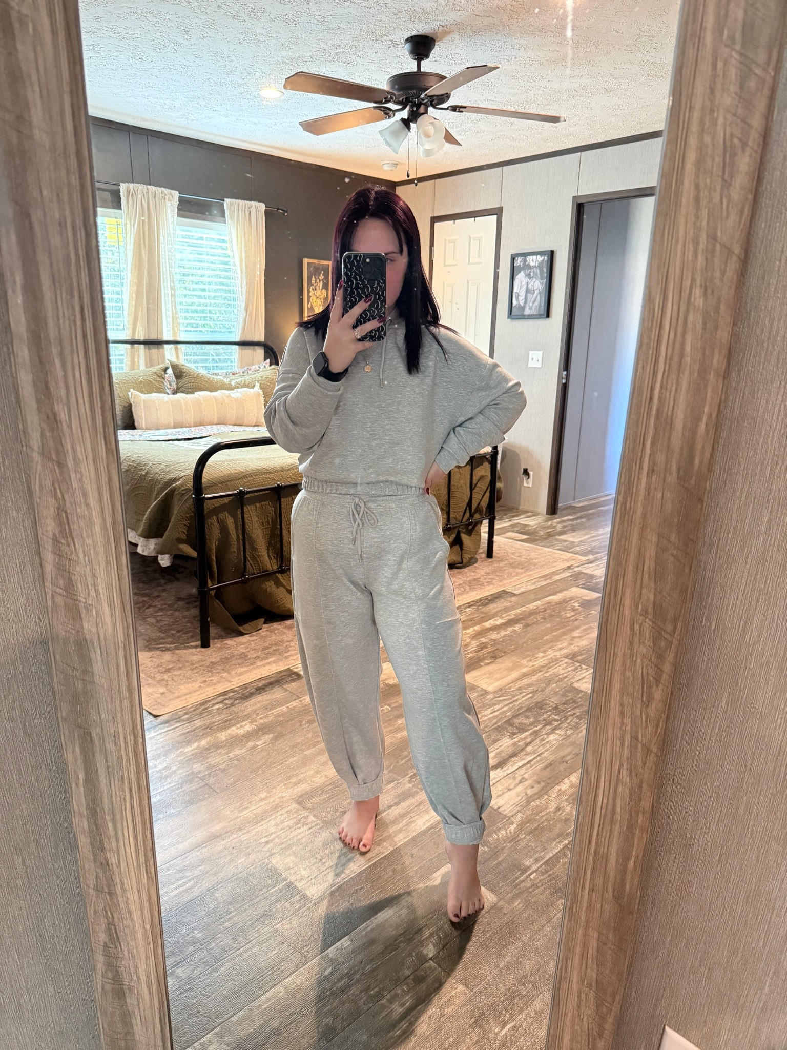 5’1” 147lbs wearing S in top & bottom 