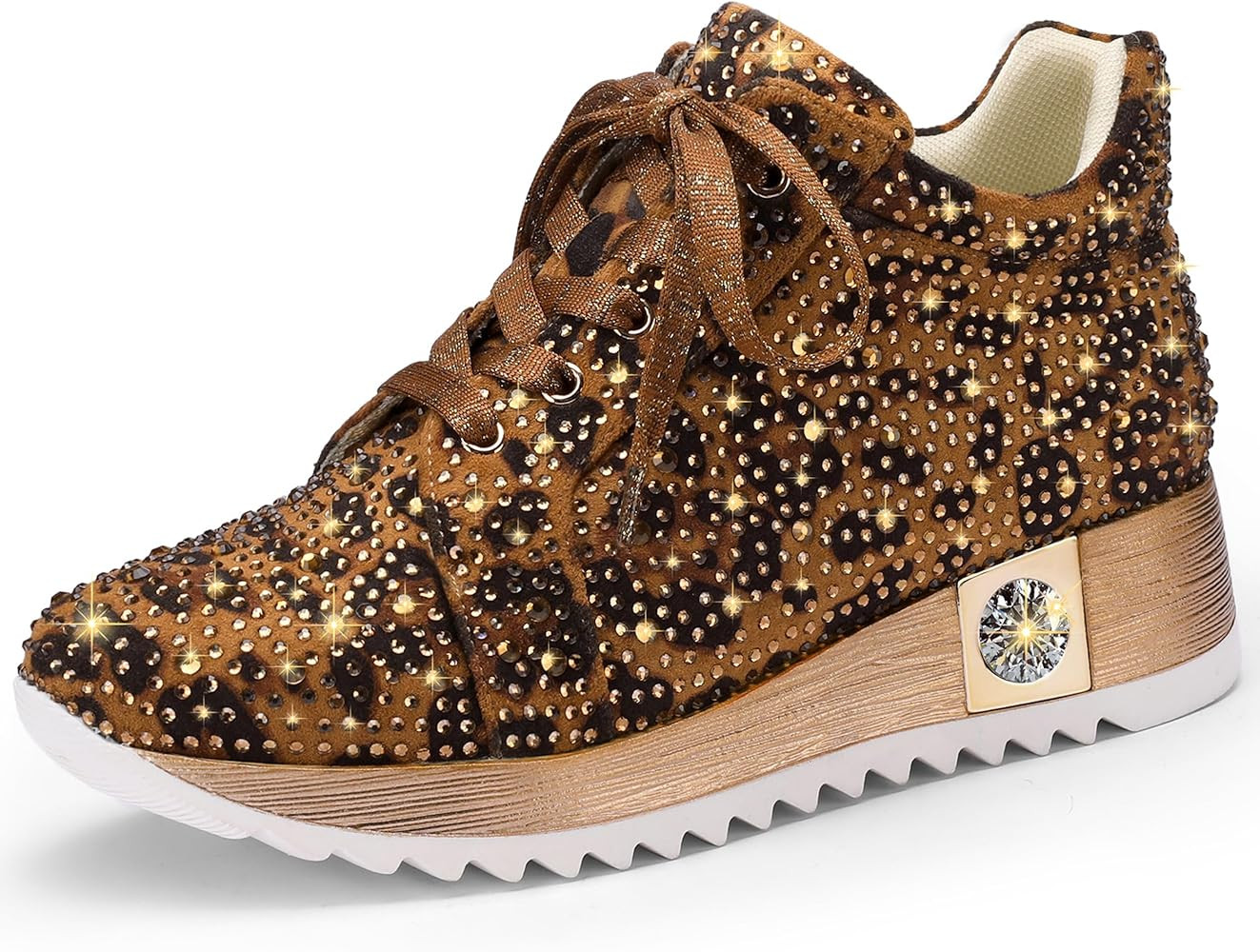 Women's Glitter Sneakers, Sparkly Rhinestone High Top Platform Wedge Sneakers, Sequin Trendy Shoe... | Amazon (US)