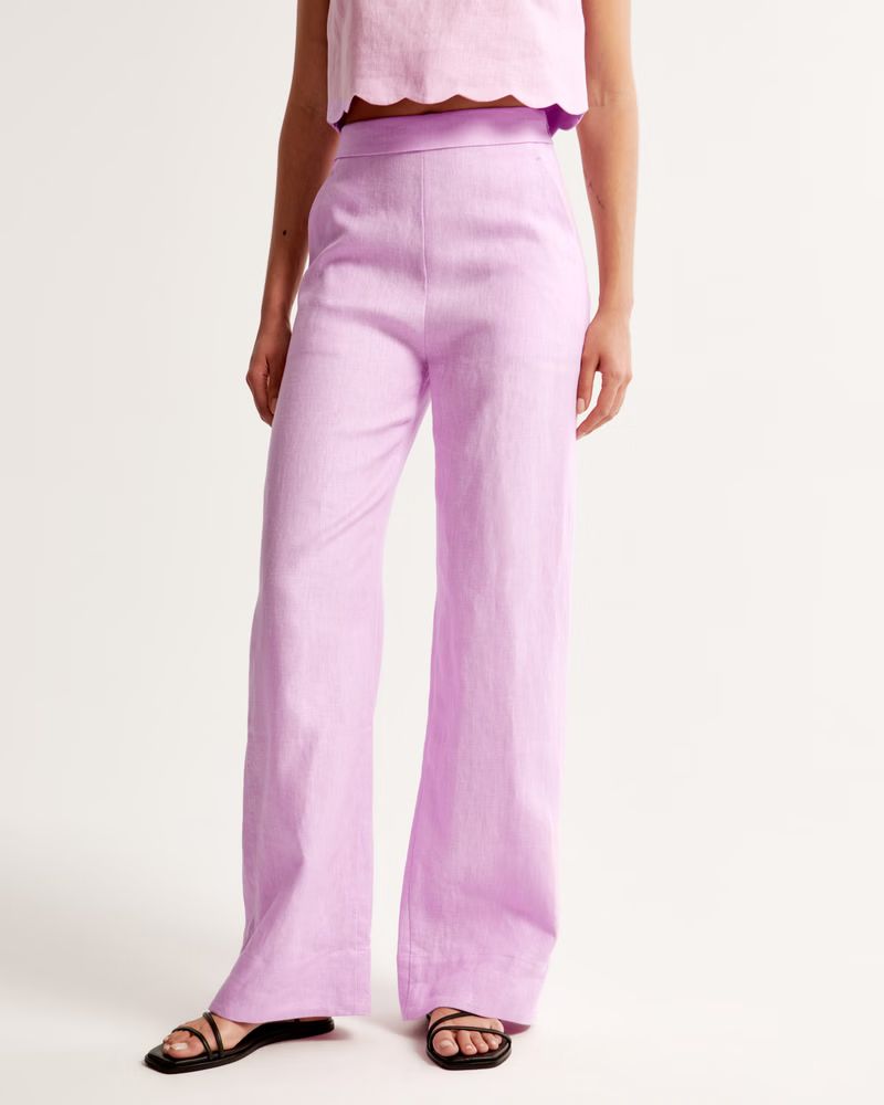 Women's Clean Waist Premium Linen Trouser | Women's Bottoms | Abercrombie.com | Abercrombie & Fitch (US)