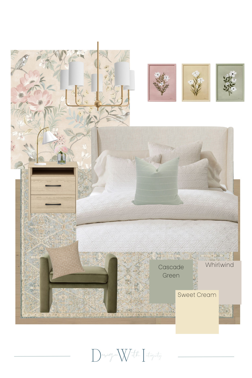 This bedroom mood board is all about creating a restful retreat with layers of texture and calming color. Neutral bedding sets the foundation, while floral wallpaper and accent art bring warmth and character. Soft green and blush tones tie the look together for a timeless, cozy atmosphere. 

Which element inspires you most—the wallpaper, the statement chandelier, or the mix of textiles? Shop the full design on LTK and share with a friend dreaming of a bedroom refresh.


#BedroomDesign #BedroomMoodBoard #BedroomRemodel #BedroomInspo #BedroomGoals #InteriorDesignCommunity #InteriorDesignInspo #HomeDecorInspiration #InteriorMoodBoard #LTKHome #LTKBedroom #ShopThePost #DreamBedroom #HomeDecorIdeas #InteriorDesignGoals #BedroomDetails #BedroomDecorIdeas #InteriorStylingIdeas #ModernBedroomDesign #BedroomRefresh #CozyBedroomInspo #InteriorDesignLovers #InteriorDesignObsessed #HomeStylingInspo #InteriorInspo 

 #LTKHome