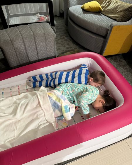 Toddler travel bed for our 4 year old! She loves it and doesn’t roll out. Fits a standard crib sheet 🙌🏼 a travel
Must have! 

#LTKTravel #LTKFamily
