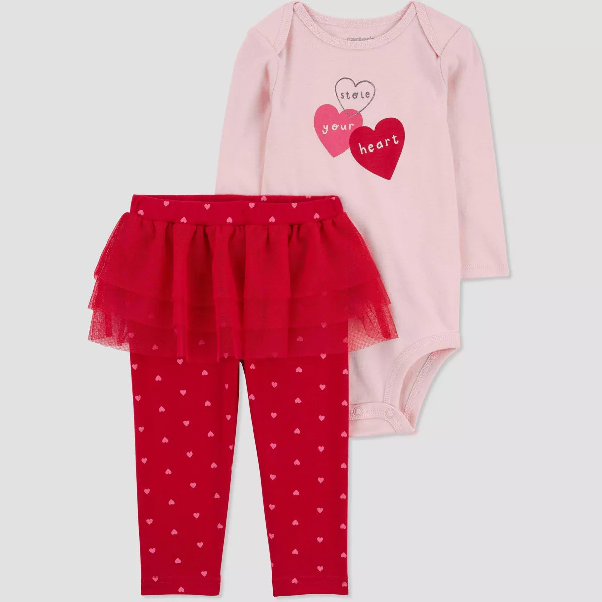 Carter's Just One You® Baby Girls' 2pc Valentine's Day Stole Your Heart Tutu Bodysuit & Leggings... | Target