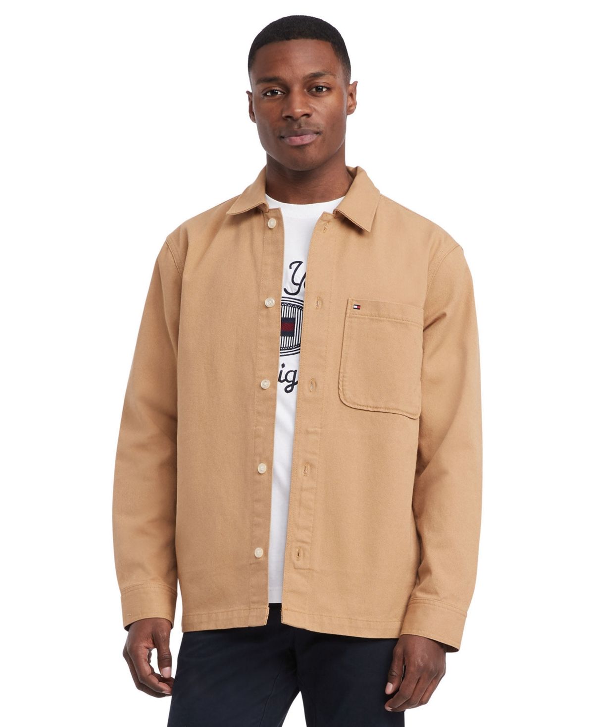 Tommy Hilfiger Men's Twill Utility Shirt Jacket - Classic Khaki | Macy's