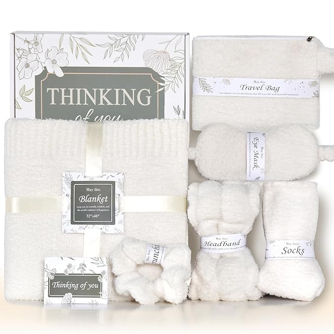 Birthday Get Well Soon Cozy Gift Basket Care Package for Women with Blanket, Fuzzy Socks, Eye Mas... | Amazon (US)