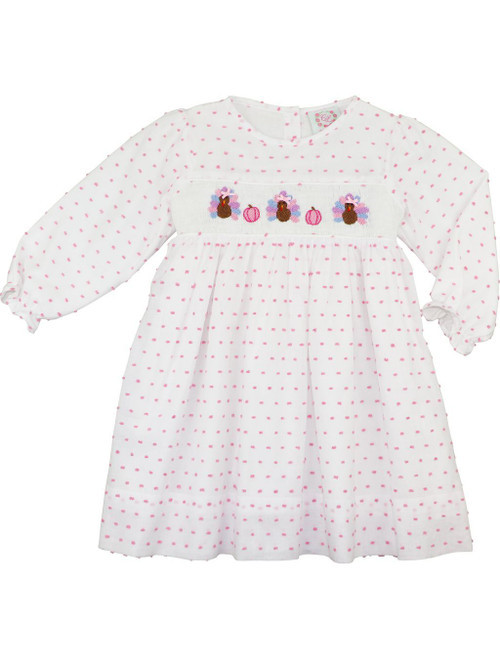 Pink Swiss Dot Smocked Turkey Dress | Cecil and Lou