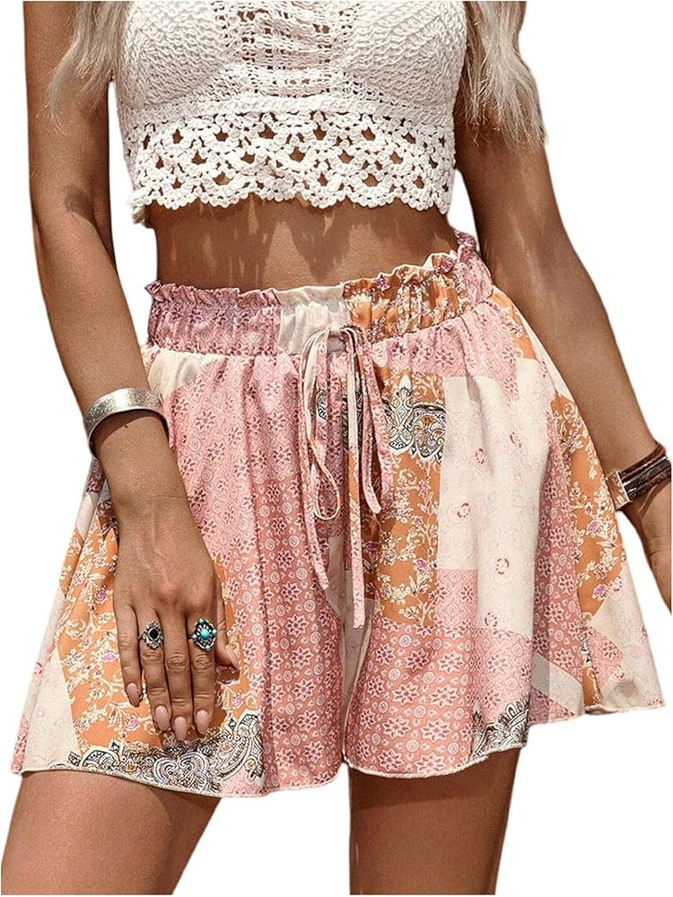 Women's Flowy Shorts Beach Vacation Summer High Waist Wide Leg Casual Dressy Shorts | Amazon (US)