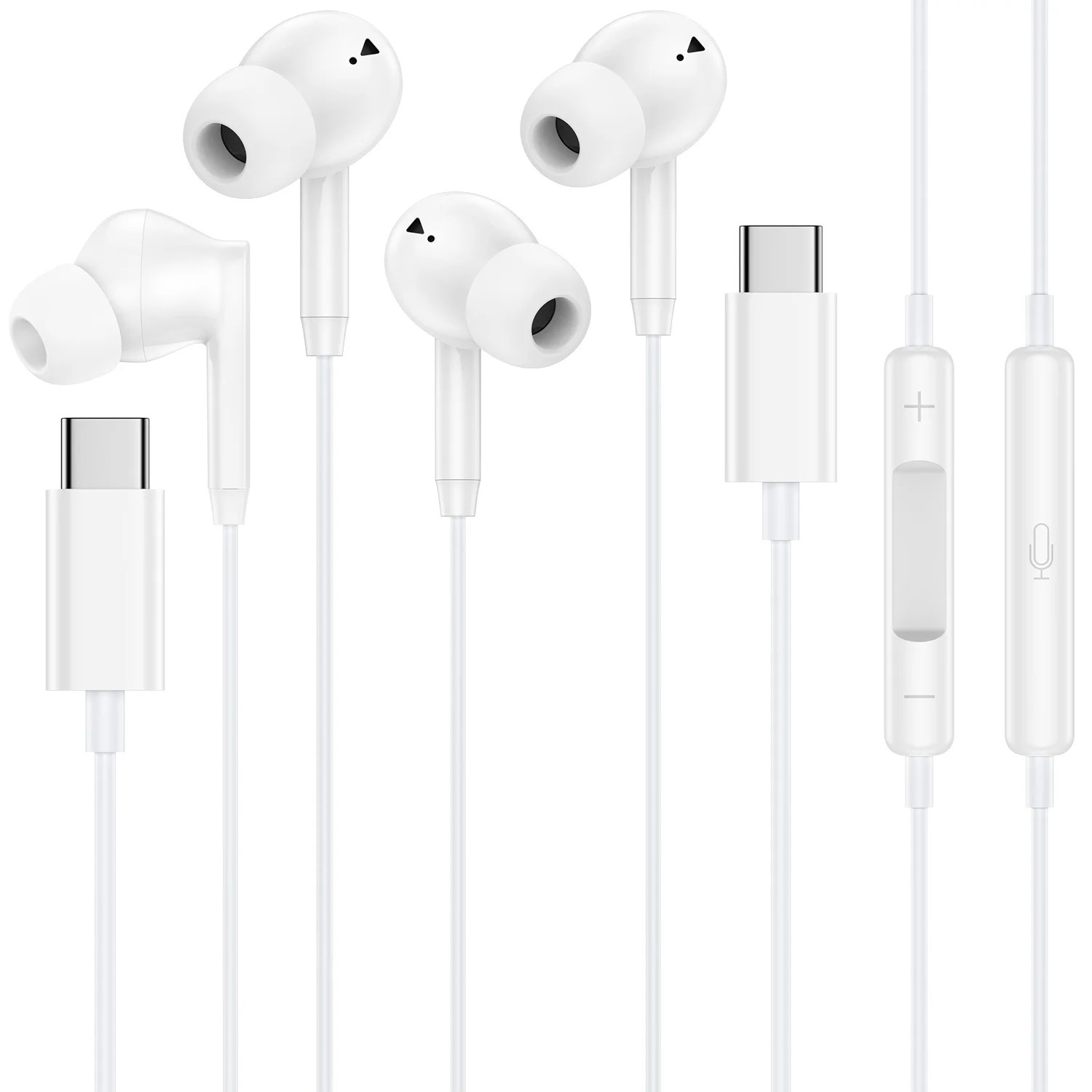 USB C Headphones Wired,2Pack Type C Wired Earphones USBC Wired Earbuds Noise Cancelling Ear Buds ... | Walmart (US)