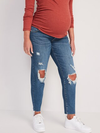 Maternity Full-Panel O.G. Straight Ripped Jeans | Old Navy (US)