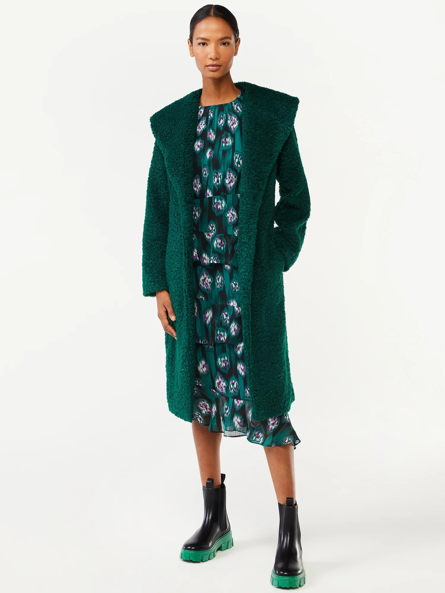 Scoop Women's Faux Fur Jacket with Shawl Collar | Walmart (US)