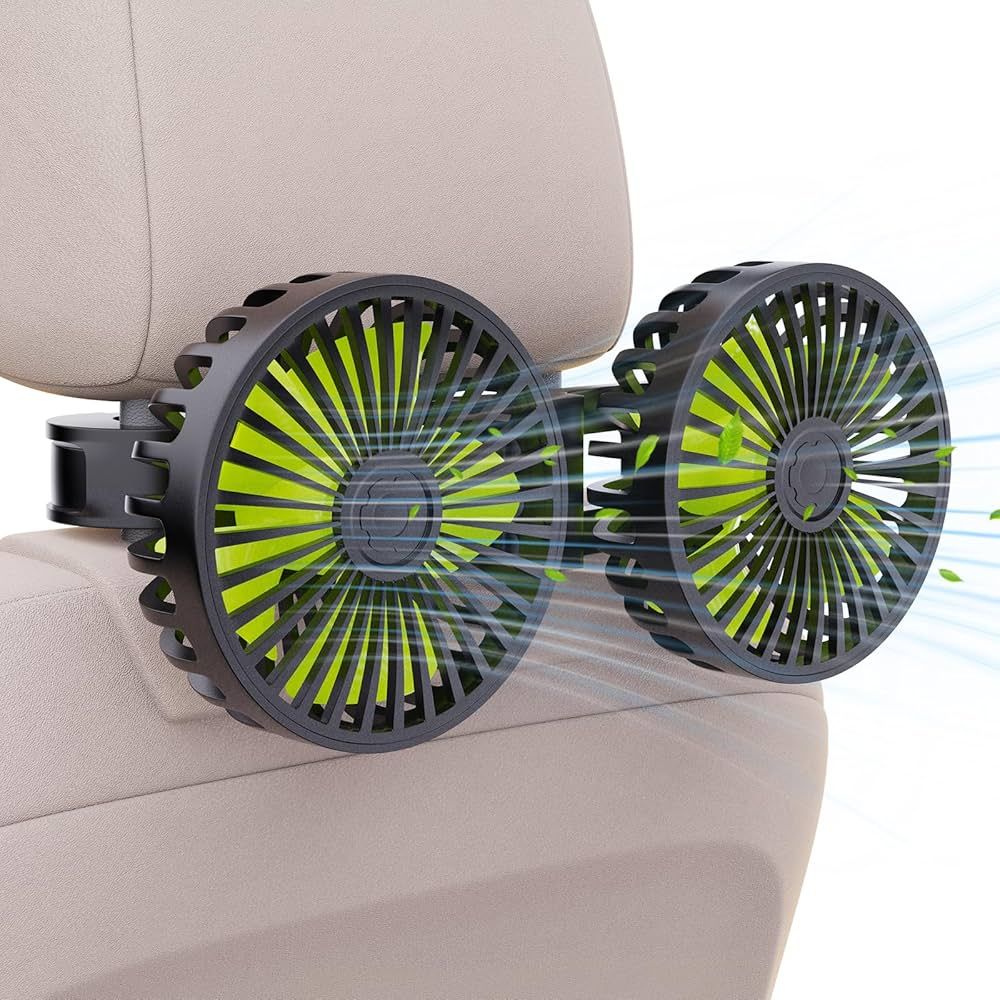 USB Car Cooling Fans for Backseat: Dual Head Car Fan for Kids 3 Speeds 360° Rotatable Vehicle Re... | Amazon (US)