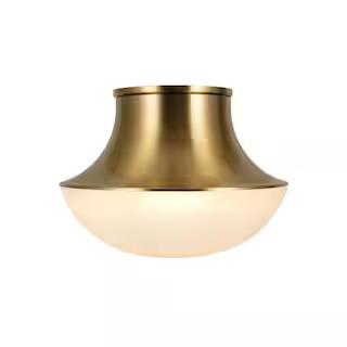 Kenroy Home Chelsea 7 in. 1-Light Brushed Gold Flush Mount with Frosted Glass Shade 24391-001 - T... | The Home Depot