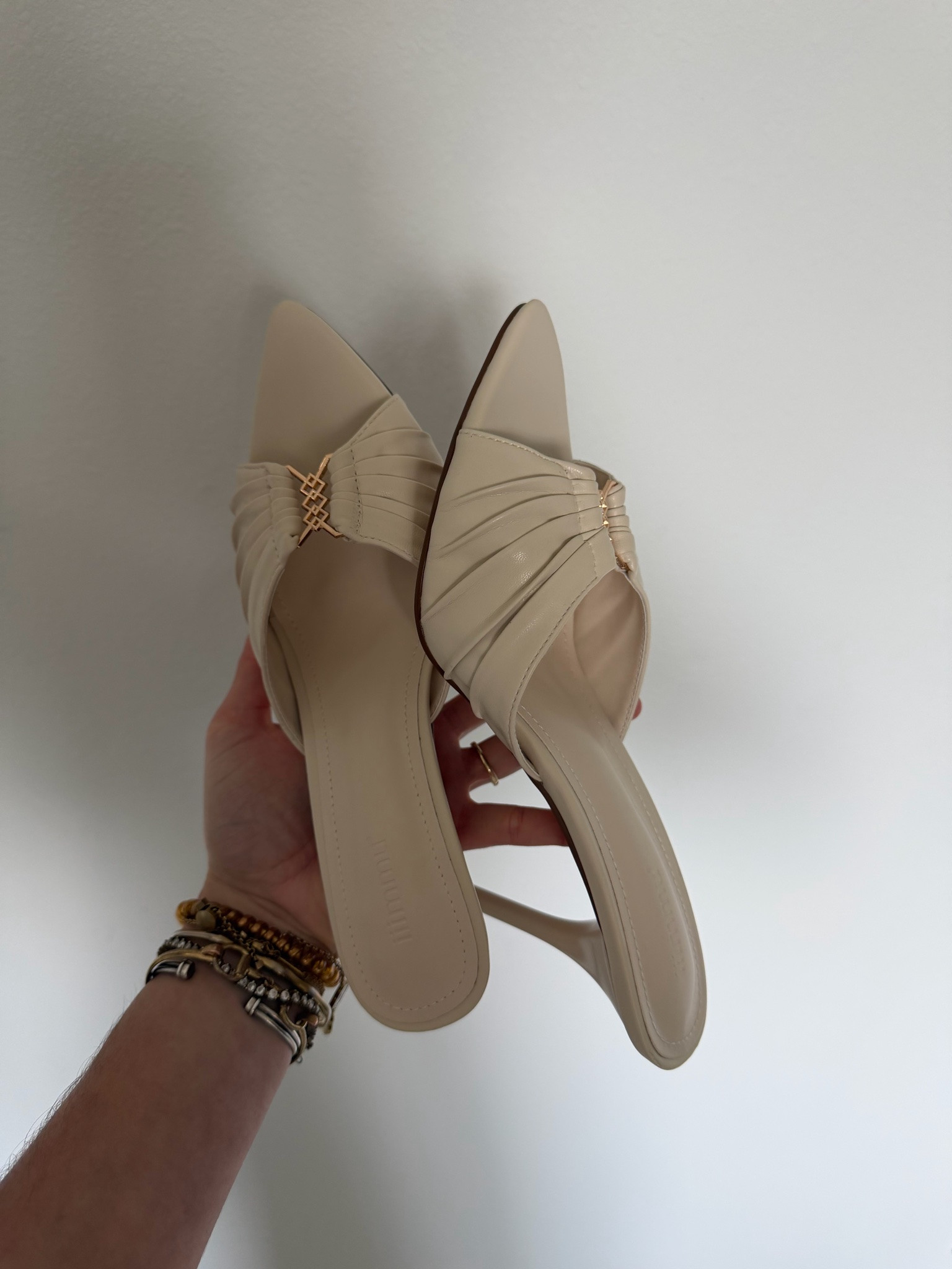 Amazon 3.5 IN Stiletto Mules Heels with Gold Accents
Reinforced Buckle, Slip-on, Vegan, Pointed Peep Toe

#LTKootd #LTKWedding #LTKSaleAlert