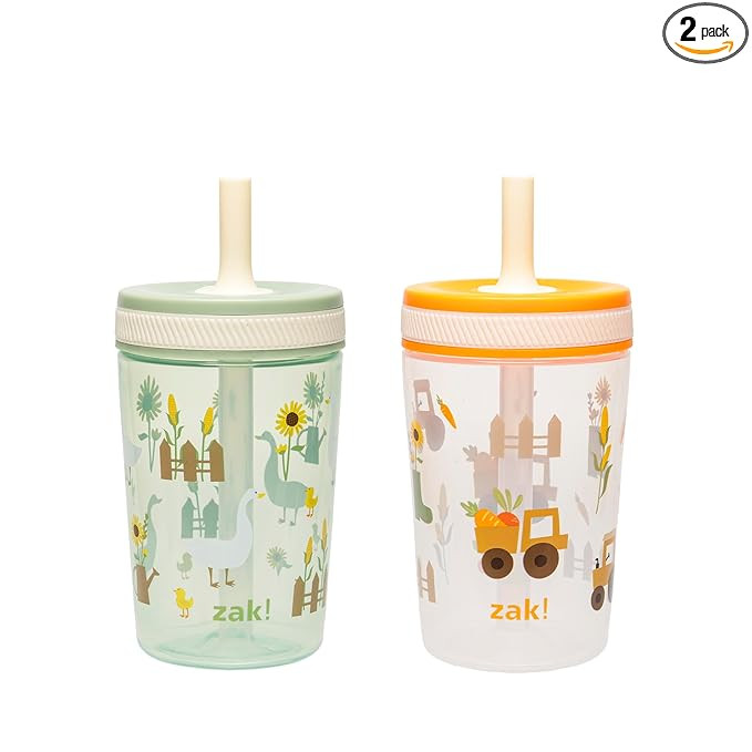 Zak Designs Kelso Toddler Cups For Travel or At Home, 15oz 2-Pack Durable Plastic Sippy Cups With... | Amazon (US)