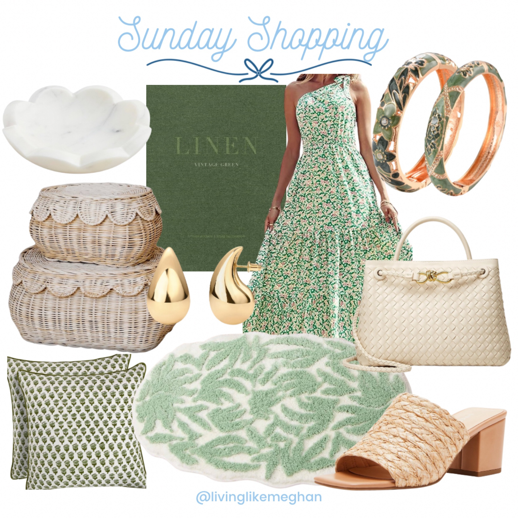 Green home and fashion finds





Sunday shopping, bathmat, summer dress, sandals, dress, summer outfit, bangals, throw pillows, block print, earring, scalloped edge, handbag, white purse, floral dress, book, earrings, scalloped basket

#LTKItBag #LTKShoeCrush #LTKHome