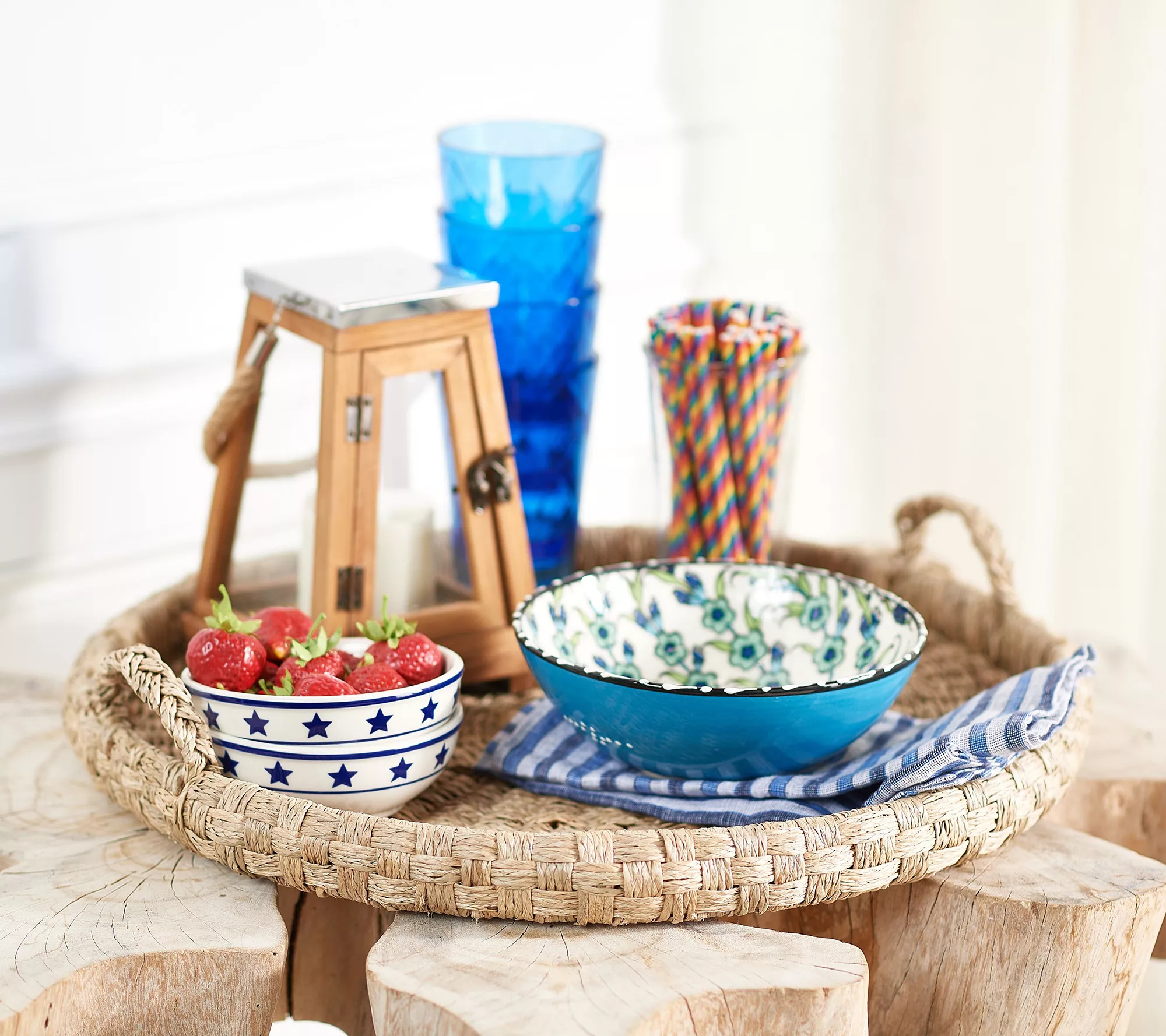 Oversized 21" Braided Seagrass Tray by Lauren McBride | QVC