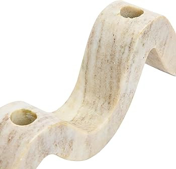 Bloomingville Modern Marble and Brass Wave Double Taper Holder, White, 15''L x 4''W x 2''H | Amazon (US)